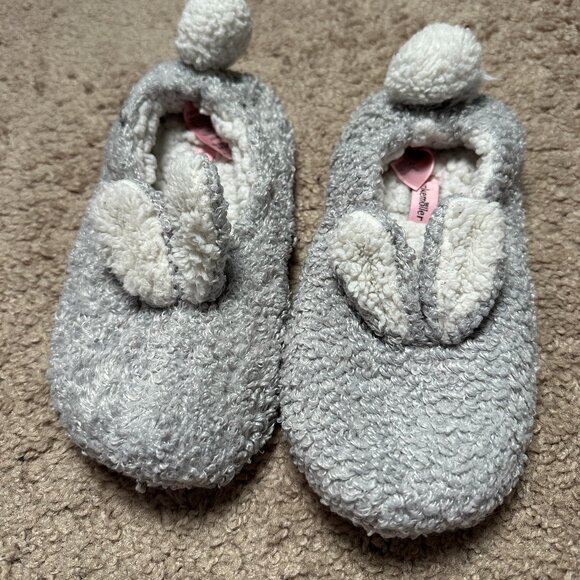Hunkemöller Bunny Slippers House Shoes Cute Pom Pom Ears Gray 36/37 EU 6/7  US - Picture 1 of 5
